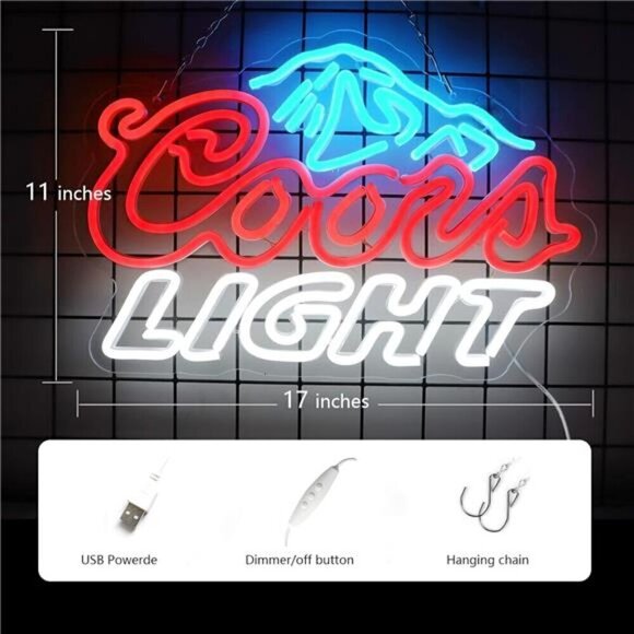 Coors LIGHT Beer Mountain LED Neon Sign Wall Decor Man Cave Restaurant Bar - Picture 3 of 7